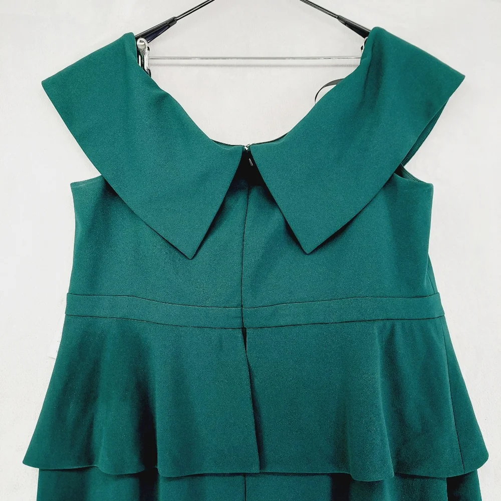 New XScape Off the Shoulder Scuba Crepe Column Gown in Pine Green P3636 - Picture 6 of 10